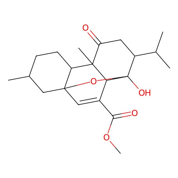 2D Structure of methyl (1R,3S,6R,7R,10R,11R,12R)-11-hydroxy-3,7-dimethyl-8-oxo-10-propan-2-yl-15-oxatetracyclo[9.3.1.01,6.07,12]pentadec-13-ene-13-carboxylate