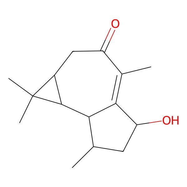 2D Structure of (1aR,5R,7R,7aS,7bR)-5-hydroxy-1,1,4,7-tetramethyl-2,5,6,7,7a,7b-hexahydro-1aH-cyclopropa[e]azulen-3-one