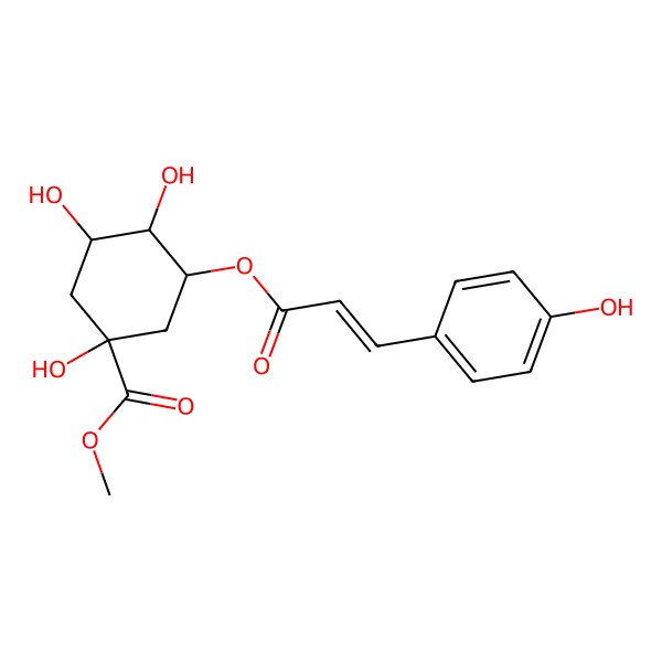 2D Structure of methyl (1R,3R,4S,5R)-1,3,4-trihydroxy-5-[(E)-3-(4-hydroxyphenyl)prop-2-enoyl]oxycyclohexane-1-carboxylate
