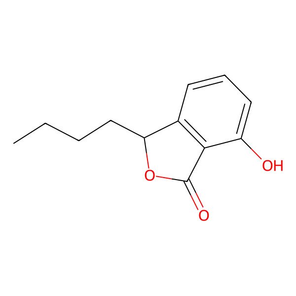 2D Structure of 1(3H)-Isobenzofuranone, 3-butyl-7-hydroxy-, (3S)-