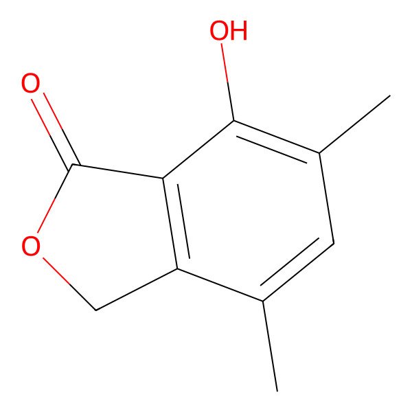 2D Structure of 1(3H)-Isobenzofuranone, 7-hydroxy-4,6-dimethyl-