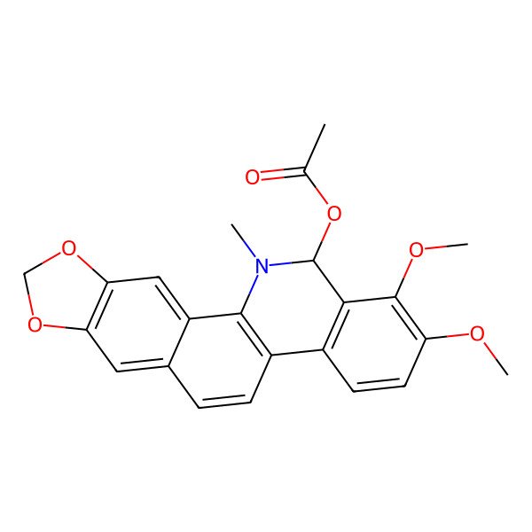2D Structure of [(13S)-1,2-dimethoxy-12-methyl-13H-[1,3]benzodioxolo[5,6-c]phenanthridin-13-yl] acetate