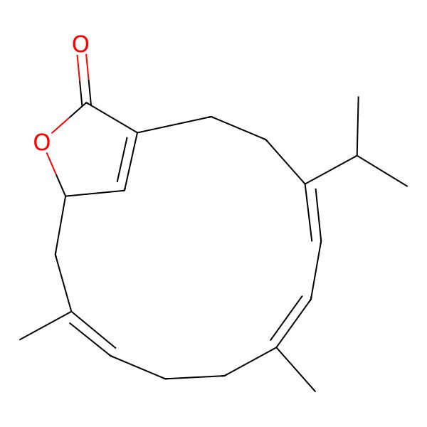 2D Structure of (13S)-7,11-dimethyl-4-propan-2-yl-14-oxabicyclo[11.2.1]hexadeca-1(16),4,6,10-tetraen-15-one
