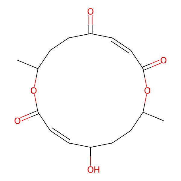 2D Structure of 13S-hydroxy-8R,16R-dimethyl-1,9-dioxacyclohexadeca-3E,11E-diene-2,5,10-trione