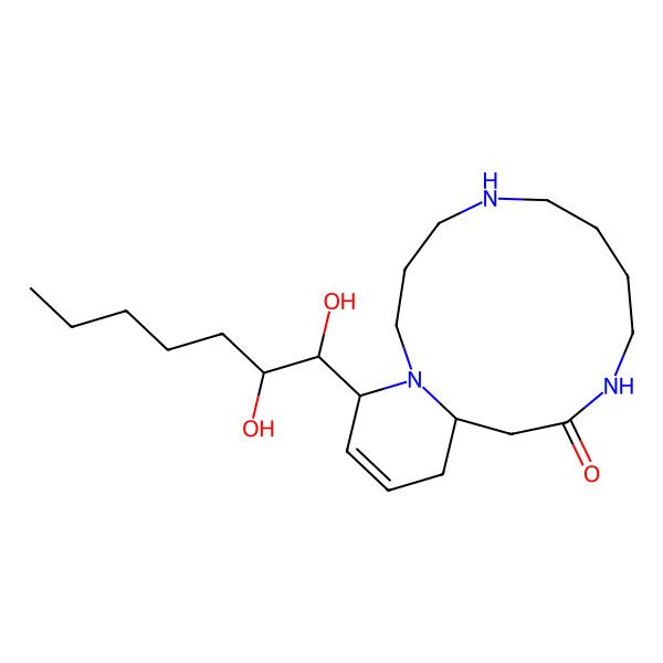 2D Structure of (17S)-17-[(1S,2R)-1,2-dihydroxyheptyl]-1,5,10-triazabicyclo[11.4.0]heptadec-15-en-11-one