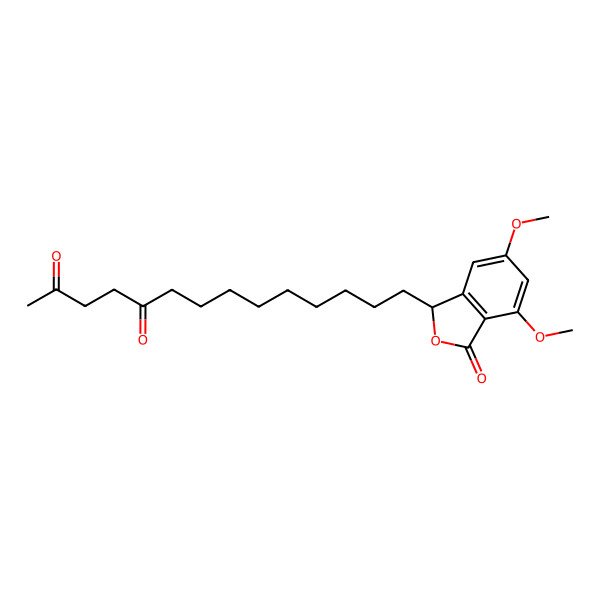 2D Structure of 14-(4,6-dimethoxy-3-oxo-1H-2-benzouran-1-yl)tetradecane-2,5-dione