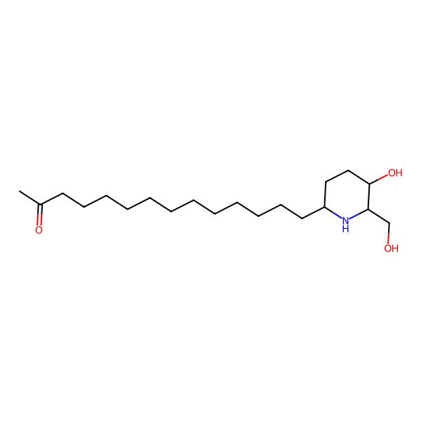 2D Structure of 14-[(2S,5R,6R)-5-hydroxy-6-(hydroxymethyl)piperidin-2-yl]tetradecan-2-one