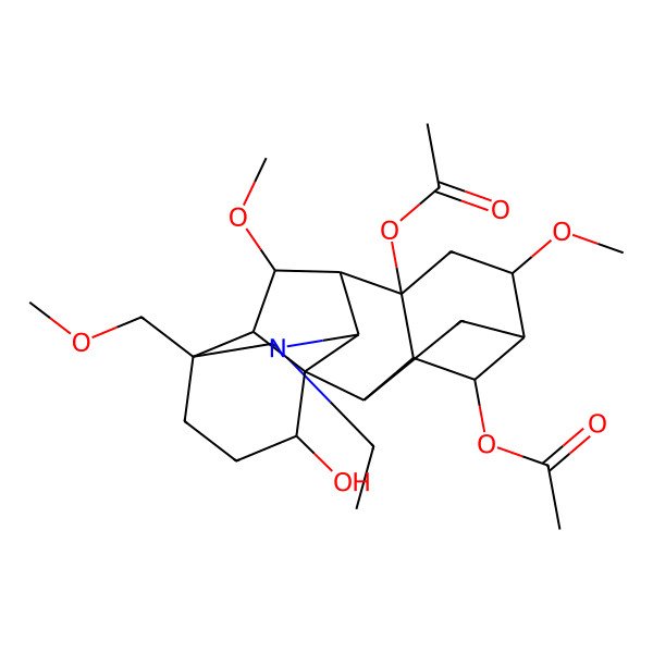 2D Structure of 14-(Acetyloxy)-20-ethyl-1-hydroxy-6,16-dimethoxy-4-(methoxymethyl)aconitan-8-yl acetate