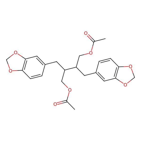 2D Structure of 1,4-Butanediol, 2,3-bis(1,3-benzodioxol-5-ylmethyl)-, diacetate, (2R,3R)- 2D Structure of 1,4-Butanediol, 2,3-bis(1,3-benzodioxol-5-ylmethyl)-, diacetate, (2R,3R)-