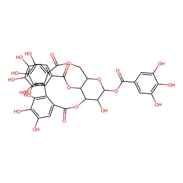 2D Structure of 1,4-Di-O-galloyl-3,6-(R)-hexahydroxydiphenoyl-b-D-glucopyranose
