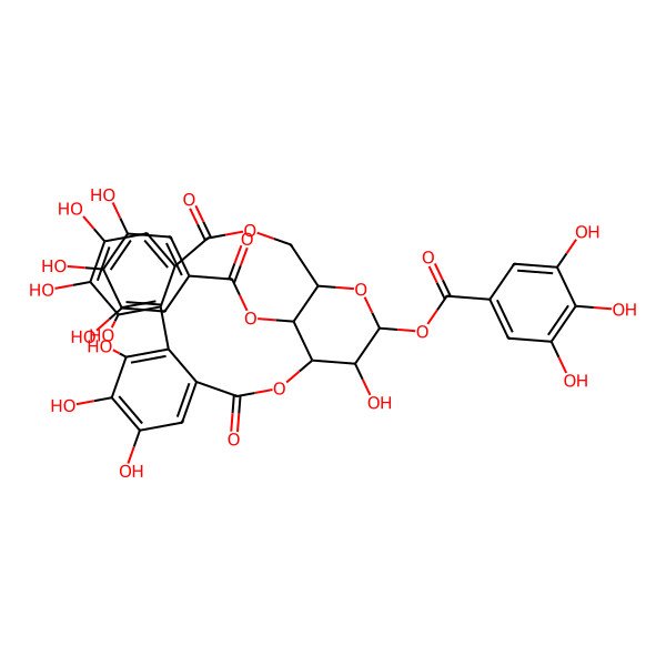 2D Structure of 1,4-Di-O-galloyl-3,6-(R)-hexahydroxydiphenoyl-b-D-glucopyranose 2D Structure of 1,4-Di-O-galloyl-3,6-(R)-hexahydroxydiphenoyl-b-D-glucopyranose