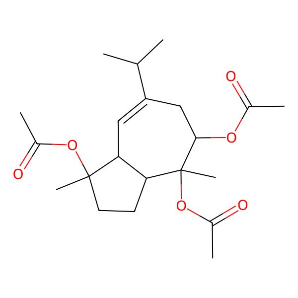 2D Structure of (1,4-Diacetyloxy-1,4-dimethyl-7-propan-2-yl-2,3,3a,5,6,8a-hexahydroazulen-5-yl) acetate