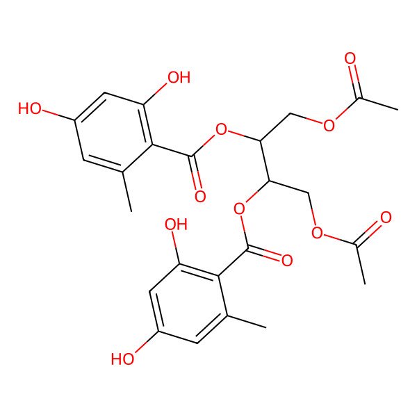 2D Structure of [1,4-Diacetyloxy-3-(2,4-dihydroxy-6-methylbenzoyl)oxybutan-2-yl] 2,4-dihydroxy-6-methylbenzoate