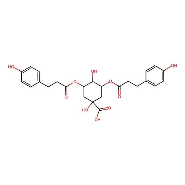 2D Structure of 1,4-Dihydroxy-3,5-bis[3-(4-hydroxyphenyl)propanoyloxy]cyclohexane-1-carboxylic acid