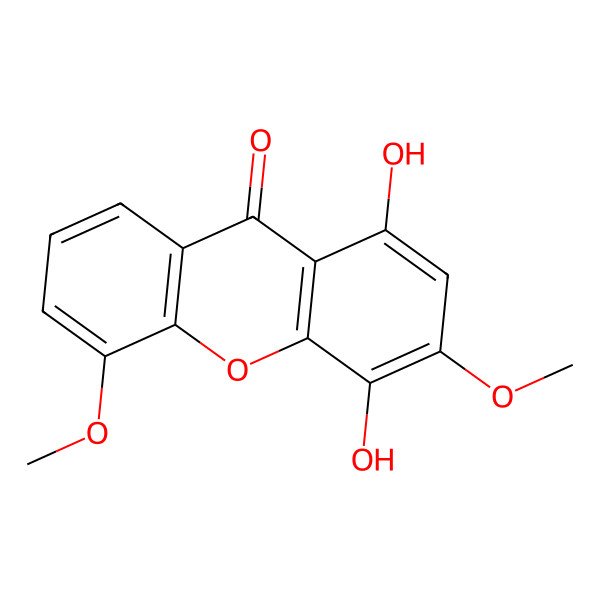 2D Structure of 1,4-Dihydroxy-3,5-dimethoxy-9H-xanthen-9-one