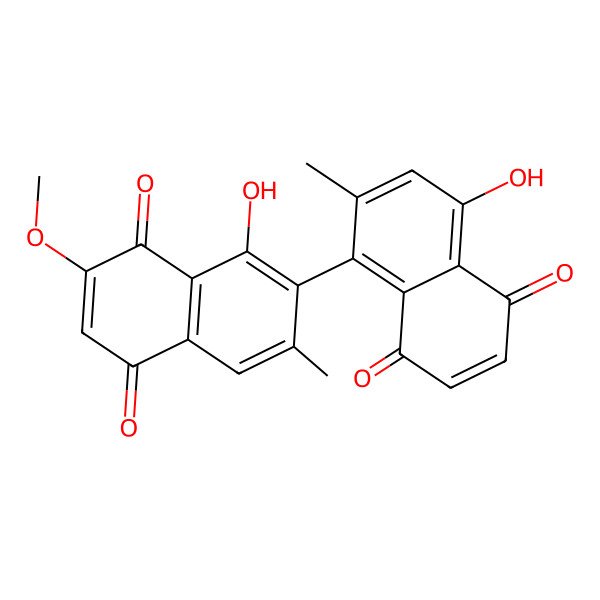 2D Structure of 1',4-Dihydroxy-7'-methoxy-2,3'-dimethyl-,(-)-[1,2'-binaphthalene]-5,5',8,8'-tetrone