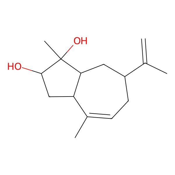 2D Structure of 1,4-dimethyl-7-prop-1-en-2-yl-3,3a,6,7,8,8a-hexahydro-2H-azulene-1,2-diol