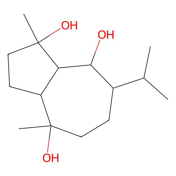 2D Structure of 1,4-Dimethyl-7-propan-2-yl-2,3,3a,5,6,7,8,8a-octahydroazulene-1,4,8-triol