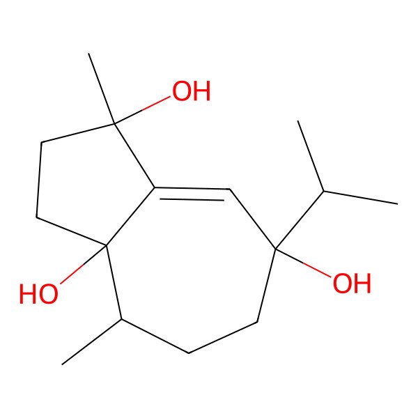 2D Structure of 1,4-dimethyl-7-propan-2-yl-3,4,5,6-tetrahydro-2H-azulene-1,3a,7-triol