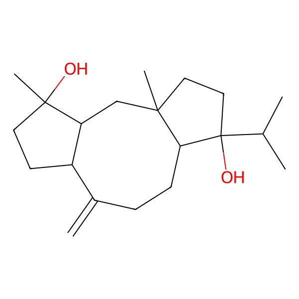 2D Structure of 1,4-Dimethyl-8-methylidene-12-propan-2-yltricyclo[9.3.0.03,7]tetradecane-4,12-diol