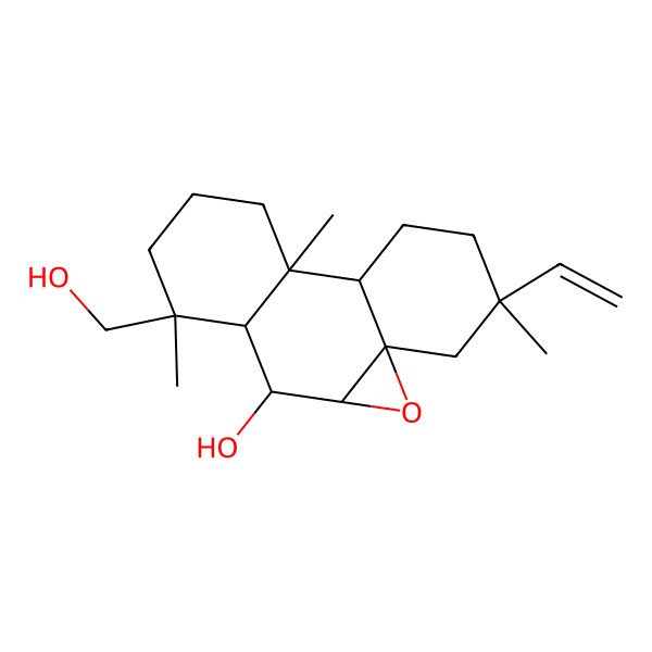 2D Structure of 14-Ethenyl-6-(hydroxymethyl)-6,10,14-trimethyl-2-oxatetracyclo[9.4.0.01,3.05,10]pentadecan-4-ol