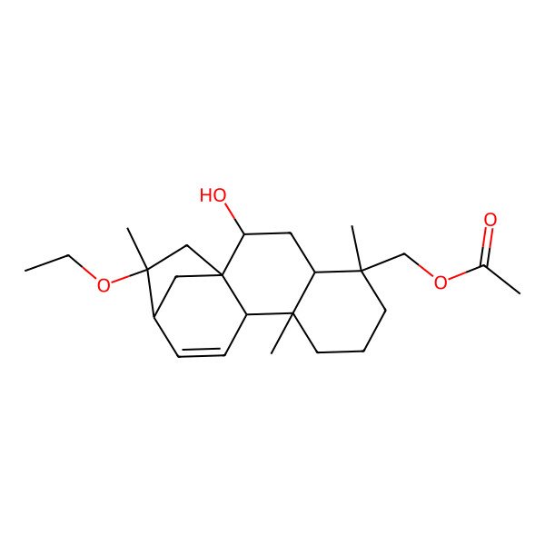 2D Structure of (14-Ethoxy-2-hydroxy-5,9,14-trimethyl-5-tetracyclo[11.2.1.01,10.04,9]hexadec-11-enyl)methyl acetate