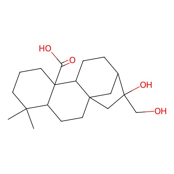2D Structure of 14-Hydroxy-14-(hydroxymethyl)-5,5-dimethyltetracyclo[11.2.1.01,10.04,9]hexadecane-9-carboxylic acid