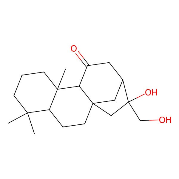 2D Structure of 14-Hydroxy-14-(hydroxymethyl)-5,5,9-trimethyltetracyclo[11.2.1.01,10.04,9]hexadecan-11-one
