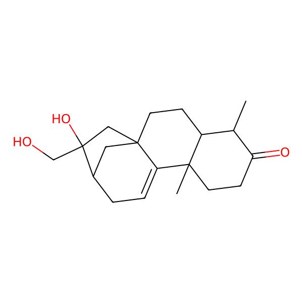 2D Structure of 14-Hydroxy-14-(hydroxymethyl)-5,9-dimethyltetracyclo[11.2.1.01,10.04,9]hexadec-10-en-6-one