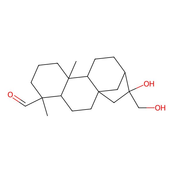 2D Structure of 14-Hydroxy-14-(hydroxymethyl)-5,9-dimethyltetracyclo[11.2.1.01,10.04,9]hexadecane-5-carbaldehyde