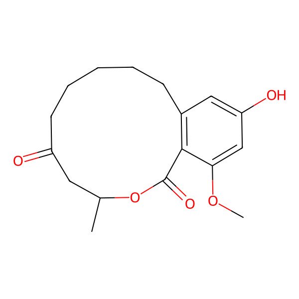 2D Structure of 14-Hydroxy-16-methoxy-4-methyl-3-oxabicyclo[10.4.0]hexadeca-1(12),13,15-triene-2,6-dione