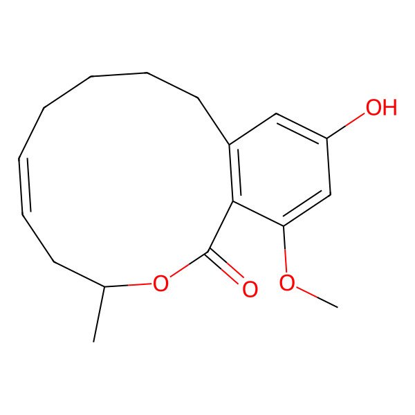 2D Structure of 14-Hydroxy-16-methoxy-4-methyl-3-oxabicyclo[10.4.0]hexadeca-1(12),6,13,15-tetraen-2-one