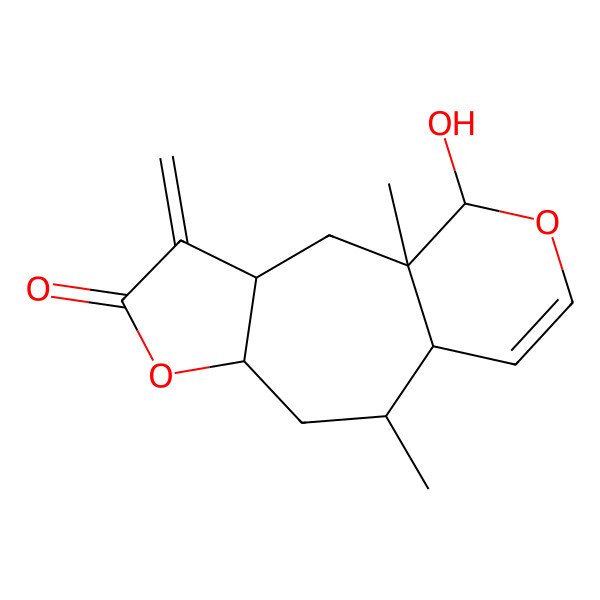 2D Structure of 14-Hydroxy-1,9-dimethyl-4-methylidene-6,13-dioxatricyclo[8.4.0.03,7]tetradec-11-en-5-one