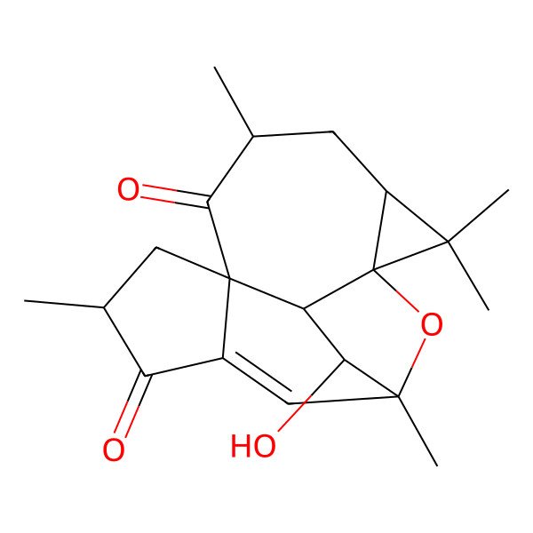 2D Structure of 14-Hydroxy-2,2,5,9,13-pentamethyl-16-oxapentacyclo[11.2.1.01,3.07,11.07,15]hexadec-11-ene-6,10-dione