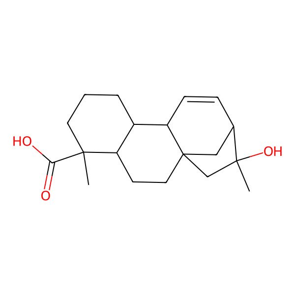 2D Structure of 14-Hydroxy-5,14-dimethyltetracyclo[11.2.1.01,10.04,9]hexadec-11-ene-5-carboxylic acid