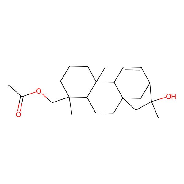 2D Structure of (14-Hydroxy-5,9,14-trimethyl-5-tetracyclo[11.2.1.01,10.04,9]hexadec-11-enyl)methyl acetate