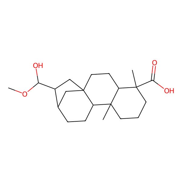 2D Structure of 14-[Hydroxy(methoxy)methyl]-5,9-dimethyltetracyclo[11.2.1.01,10.04,9]hexadecane-5-carboxylic acid