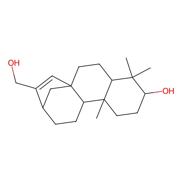 2D Structure of 14-(Hydroxymethyl)-5,5,9-trimethyltetracyclo[11.2.1.01,10.04,9]hexadec-14-en-6-ol