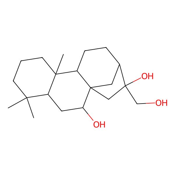 2D Structure of 14-(Hydroxymethyl)-5,5,9-trimethyltetracyclo[11.2.1.01,10.04,9]hexadecane-2,14-diol