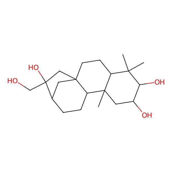 2D Structure of 14-(Hydroxymethyl)-5,5,9-trimethyltetracyclo[11.2.1.01,10.04,9]hexadecane-6,7,14-triol