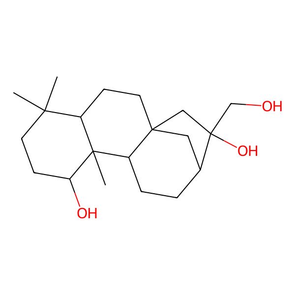 2D Structure of 14-(Hydroxymethyl)-5,5,9-trimethyltetracyclo[11.2.1.01,10.04,9]hexadecane-8,14-diol