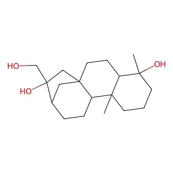 2D Structure of 14-(Hydroxymethyl)-5,9-dimethyltetracyclo[11.2.1.0^{1,10}.0^{4,9}]hexadecane-5,14-diol
