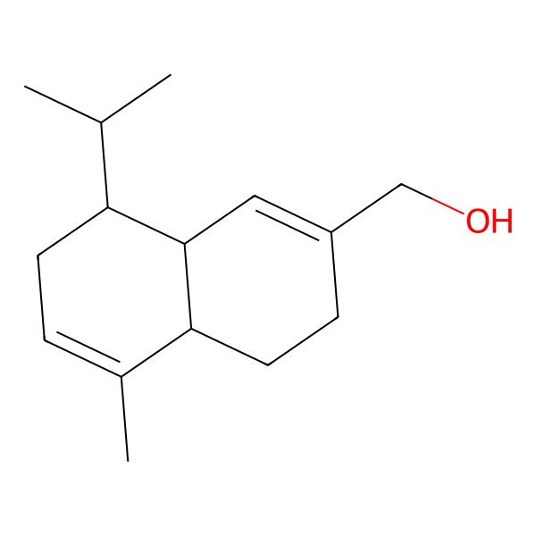 2D Structure of 2-Naphthalenemethanol, 3,4,4a,7,8,8a-hexahydro-5-methyl-8-(1-methylethyl)-, (4aS,8S,8aR)-