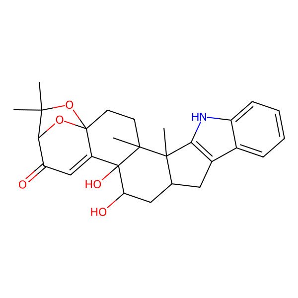 2D Structure of 18,19-Dihydroxy-4,5,24,24-tetramethyl-25,26-dioxa-7-azaheptacyclo[21.2.1.01,20.04,19.05,16.06,14.08,13]hexacosa-6(14),8,10,12,20-pentaen-22-one