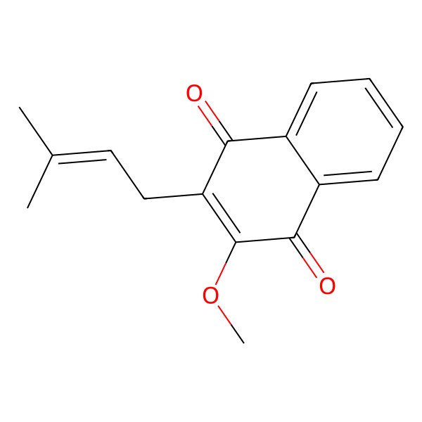 2D Structure of 1,4-Naphthalenedione, 2-methoxy-3-(3-methyl-2-butenyl)-
