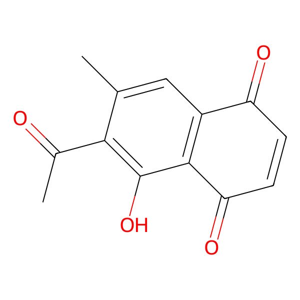 2D Structure of 1,4-Naphthalenedione, 6-acetyl-5-hydroxy-7-methyl-