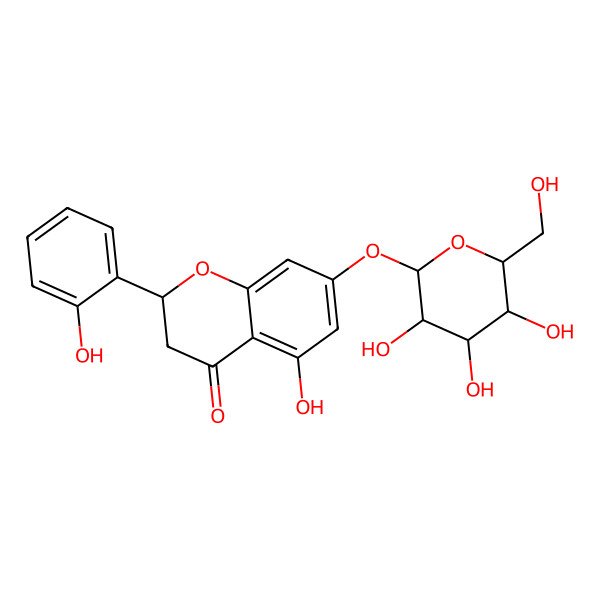 2D Structure of (2S)-5-hydroxy-2-(2-hydroxyphenyl)-7-[(2S,3R,4S,5S,6R)-3,4,5-trihydroxy-6-(hydroxymethyl)oxan-2-yl]oxy-2,3-dihydrochromen-4-one