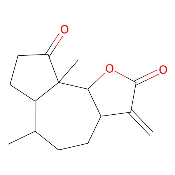 2D Structure of (3aS,6S,6aS,9aR,9bS)-6,9a-dimethyl-3-methylidene-3a,4,5,6,6a,7,8,9b-octahydroazuleno[8,7-b]furan-2,9-dione