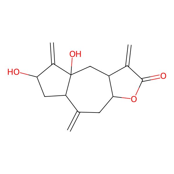 2D Structure of (3aS,5aS,7S,8aS,9aR)-7,8a-dihydroxy-1,5,8-trimethylidene-4,5a,6,7,9,9a-hexahydro-3aH-azuleno[6,5-b]furan-2-one