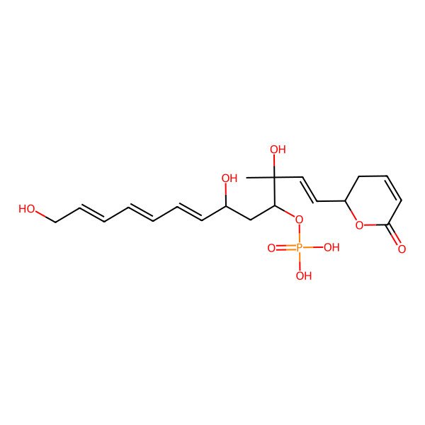 2D Structure of [(1E,3R,4R,6R,7Z,9Z,11E)-3,6,13-trihydroxy-3-methyl-1-[(2S)-6-oxo-2,3-dihydropyran-2-yl]trideca-1,7,9,11-tetraen-4-yl] dihydrogen phosphate